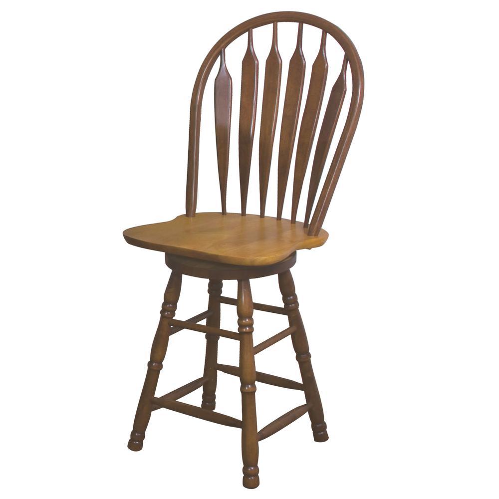 Sunset Trading Oak Selections 24" Swivel Barstool | Counter Height Stool | Nutmeg Brown and Light Oak. Picture 2