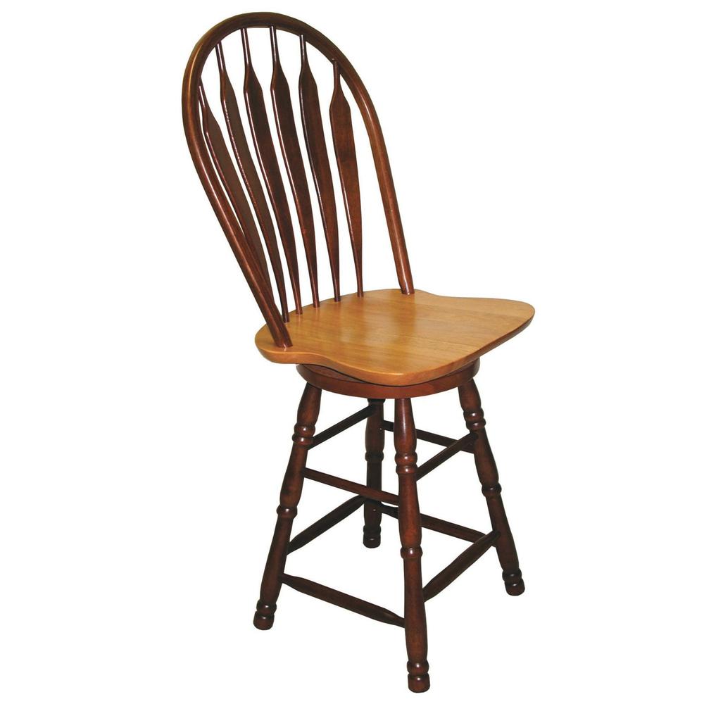 Sunset Trading Oak Selections 24" Swivel Barstool | Counter Height Stool | Nutmeg Brown and Light Oak. The main picture.