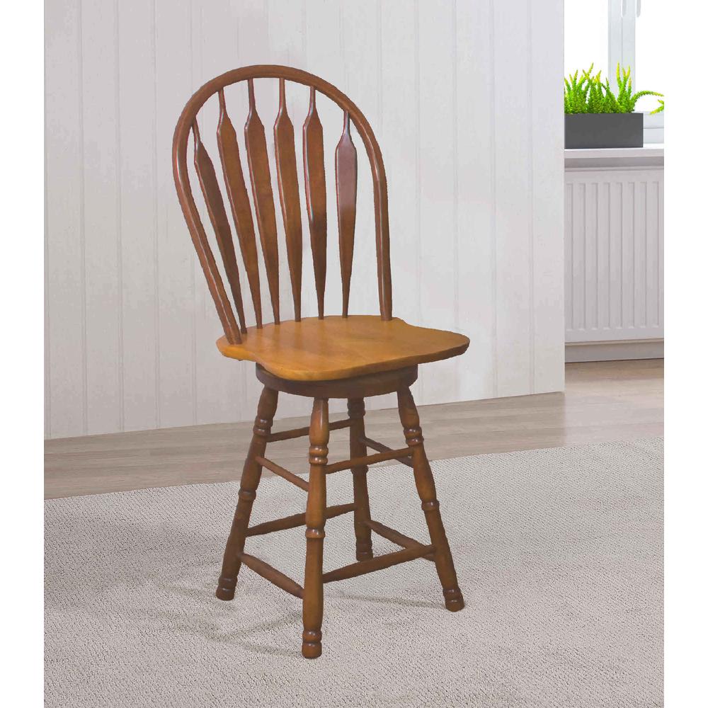 Sunset Trading Oak Selections 24" Swivel Barstool | Counter Height Stool | Nutmeg Brown and Light Oak. Picture 3