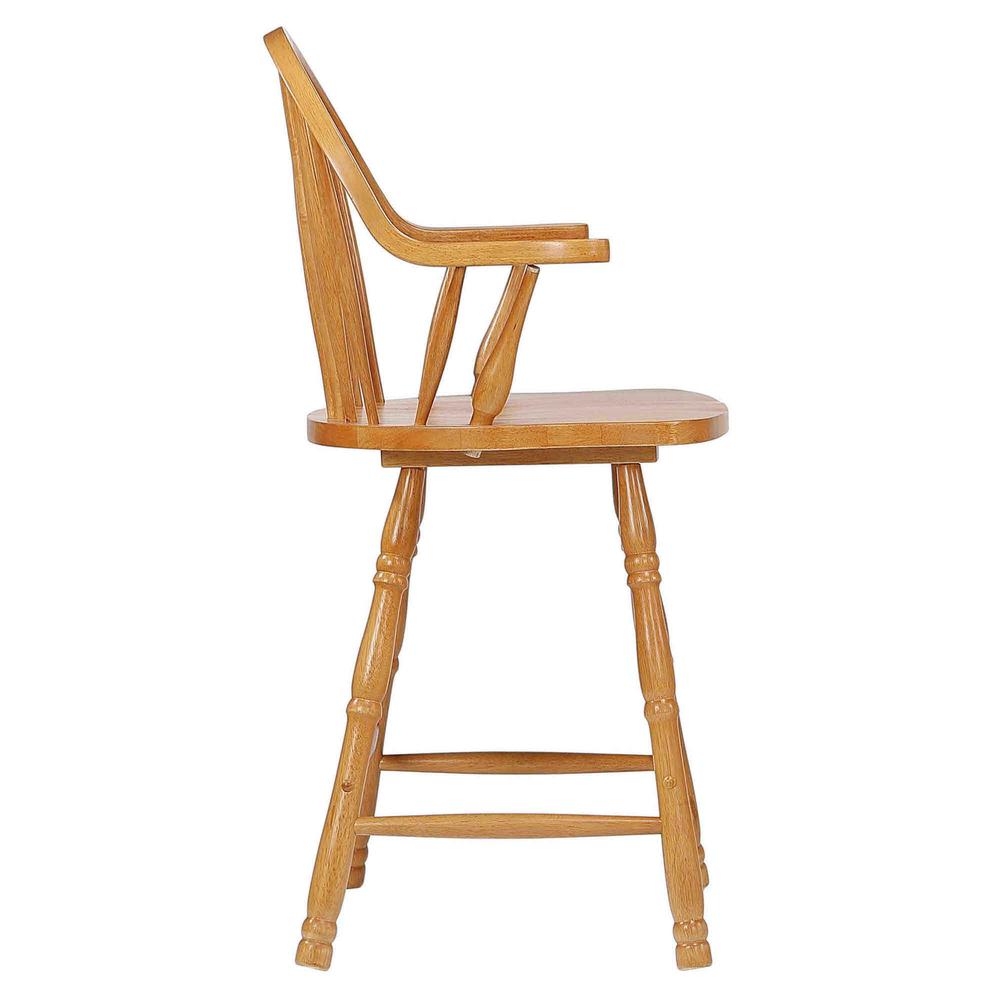 Sunset Trading Oak Selections 24" Windsor Barstool with Arms | Light Oak | Counter Height Stool | Set of 2. Picture 2