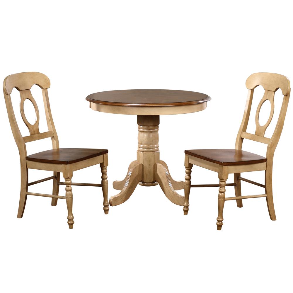 Brook 3 Piece 36" Round Dining Set with Napoleon Chairs. Picture 1