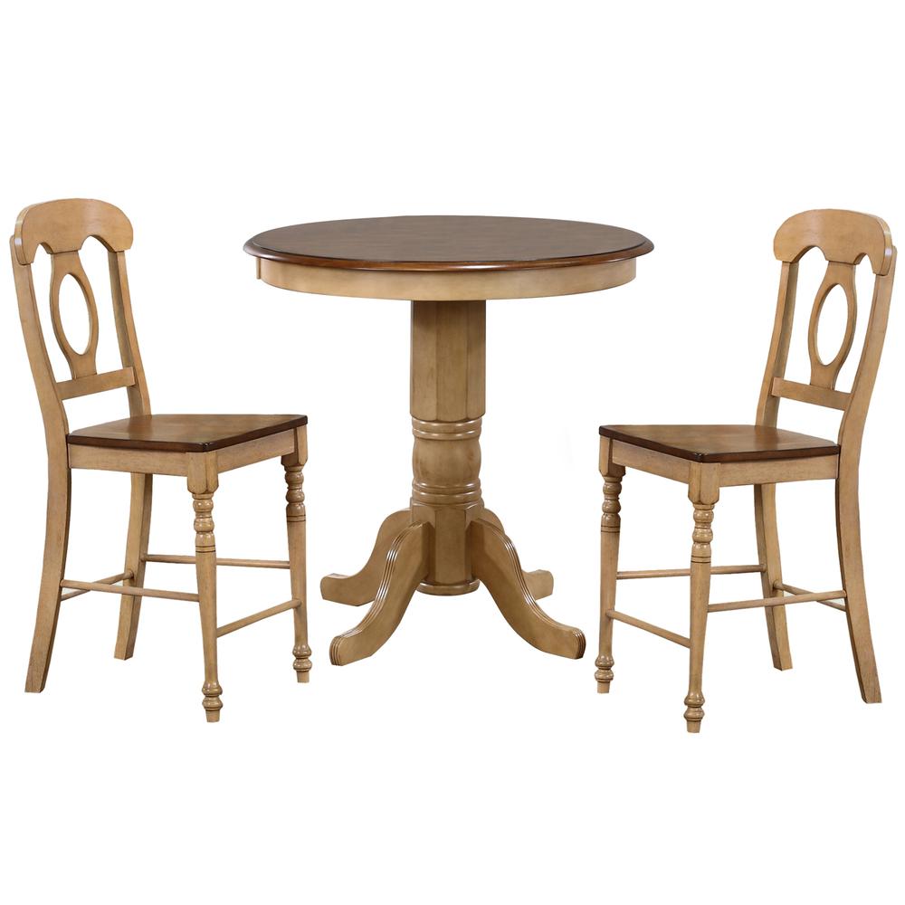Brook 3 Piece 36" Round Pub Table Set with Napoleon Stools. Picture 3