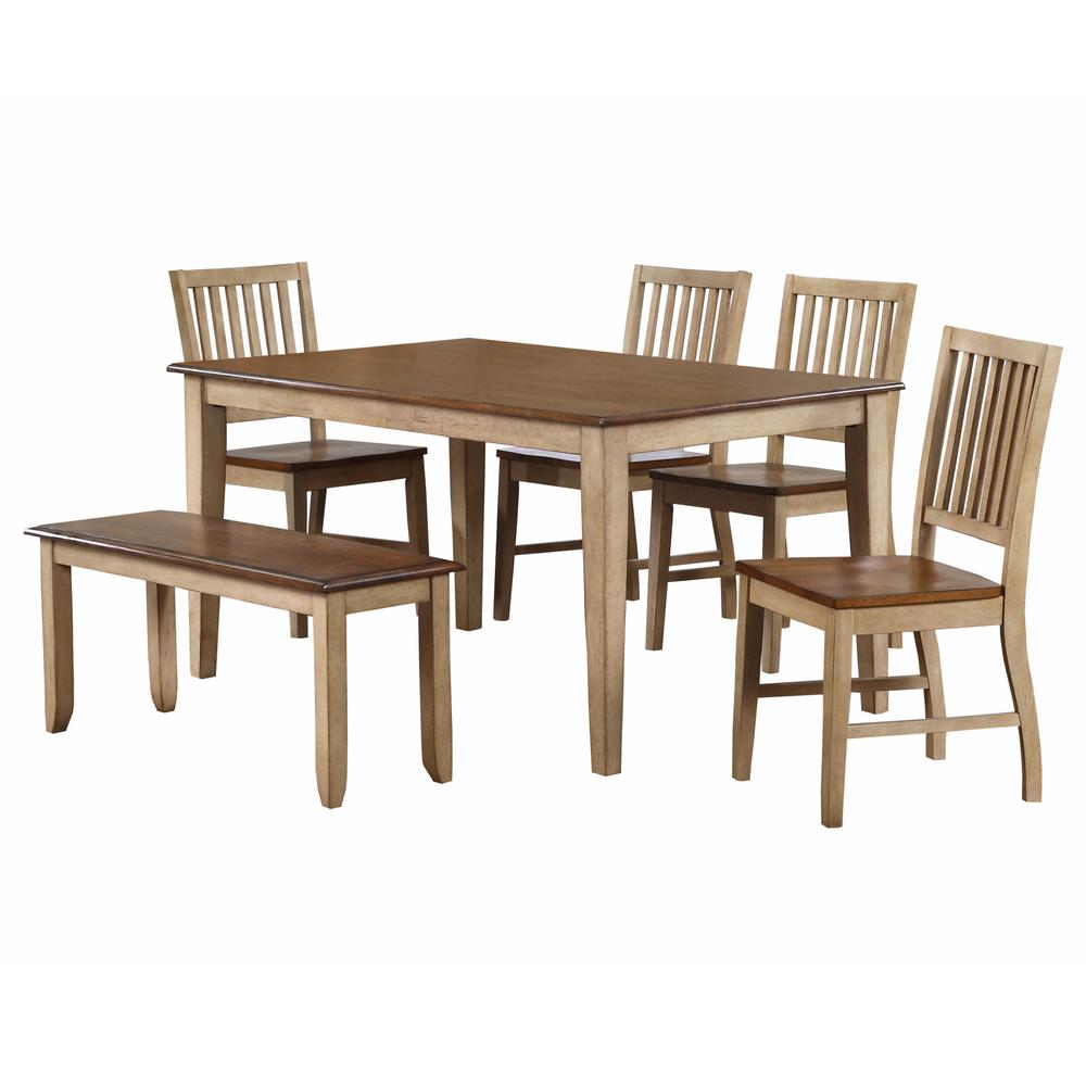 Brook 6 Piece 60" Rectangular Table Dining Set with Bench. Picture 5