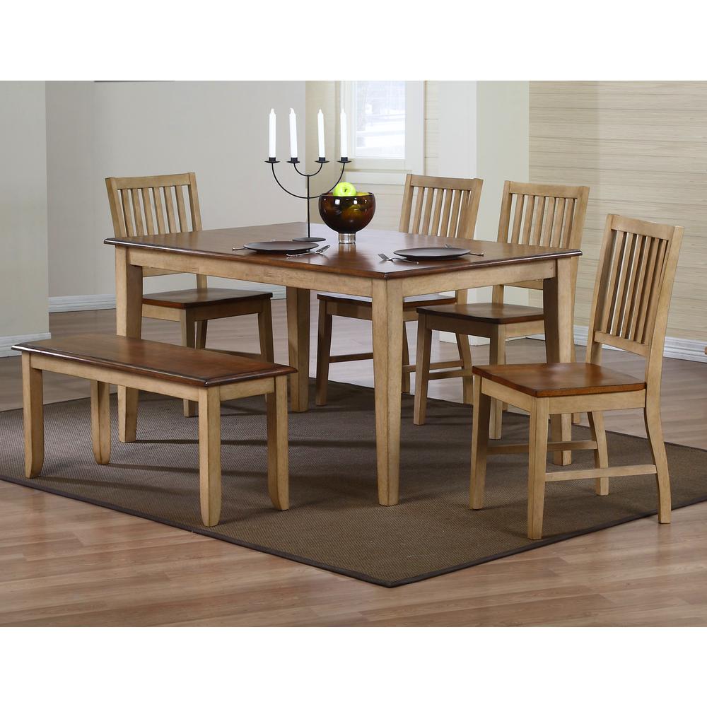 Brook 6 Piece 60" Rectangular Table Dining Set with Bench. Picture 1
