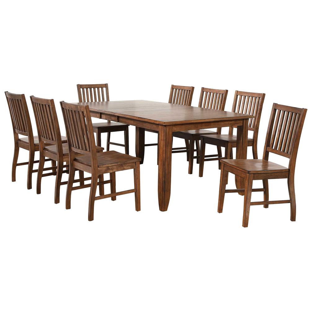 Sunset Trading Simply Brook 9 Piece 72" Rectangular Extendable Table Dining Set | 8 Slat Back Chairs| Amish Brown | Seats 8. Picture 3