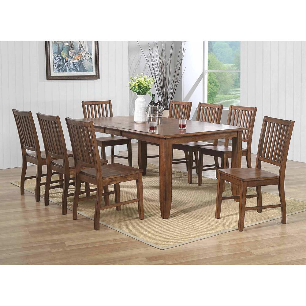 Sunset Trading Simply Brook 9 Piece 72" Rectangular Extendable Table Dining Set | 8 Slat Back Chairs| Amish Brown | Seats 8. Picture 1