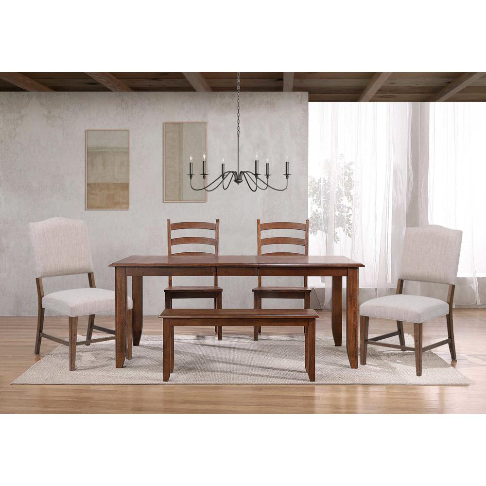 Simply Brook 6 Piece 72" Rectangular Extendable Table Dining Set with Bench. Picture 2
