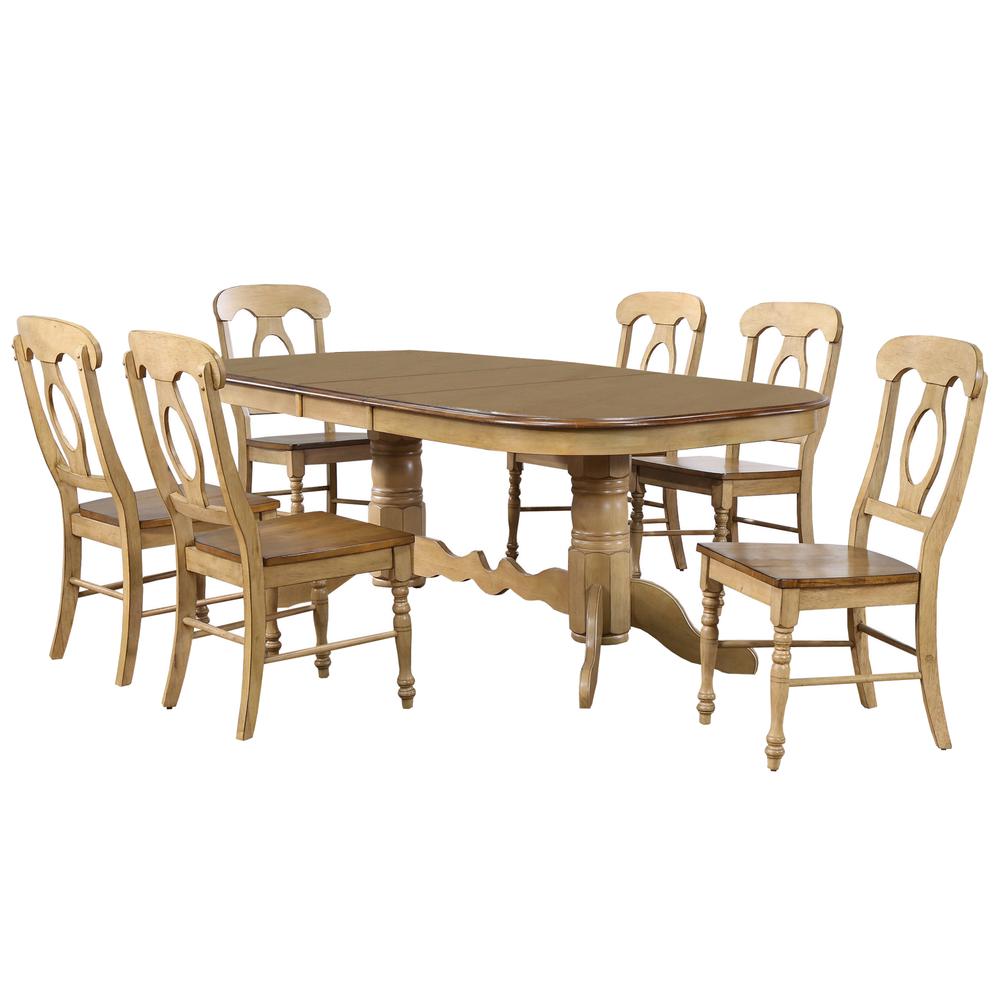 Sunset Trading Brook 7 Piece 96" Oval Extendable Dining Set with Napoleon Chairs | Double Pedestal Table | Seats 10. Picture 6