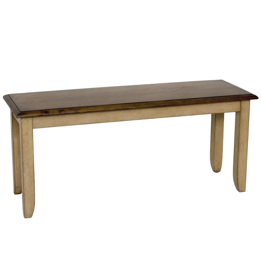 Sunset Trading Brook 42" Dining Bench | Two Tone Light Brown Wood. Picture 4
