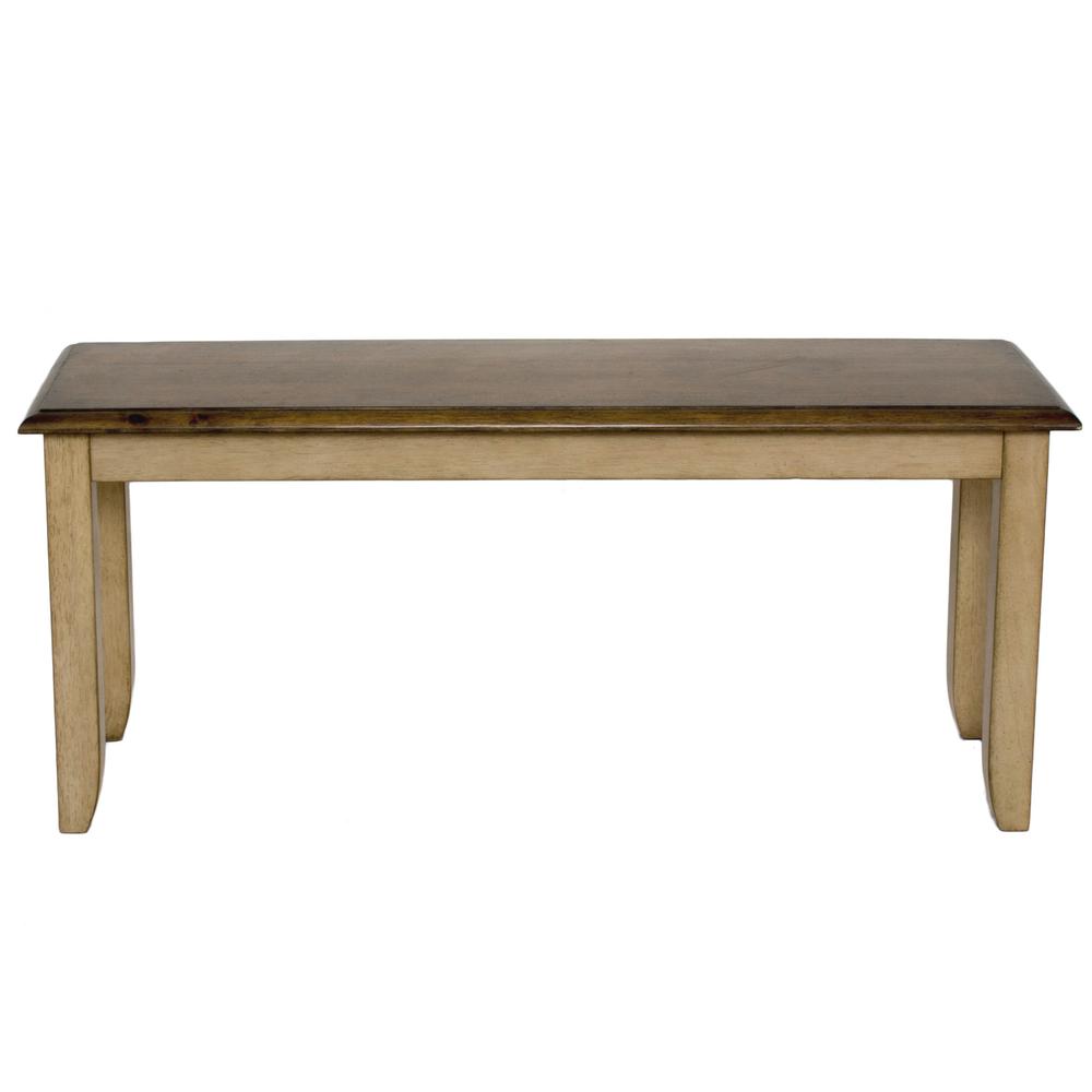 Sunset Trading Brook 42" Dining Bench | Two Tone Light Brown Wood. Picture 6