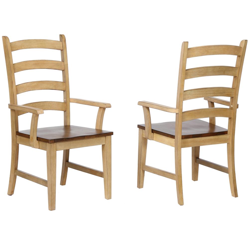 Sunset Trading Brook Ladder Back Dining Chair with Arms | Set of 2 Armchairs. Picture 4