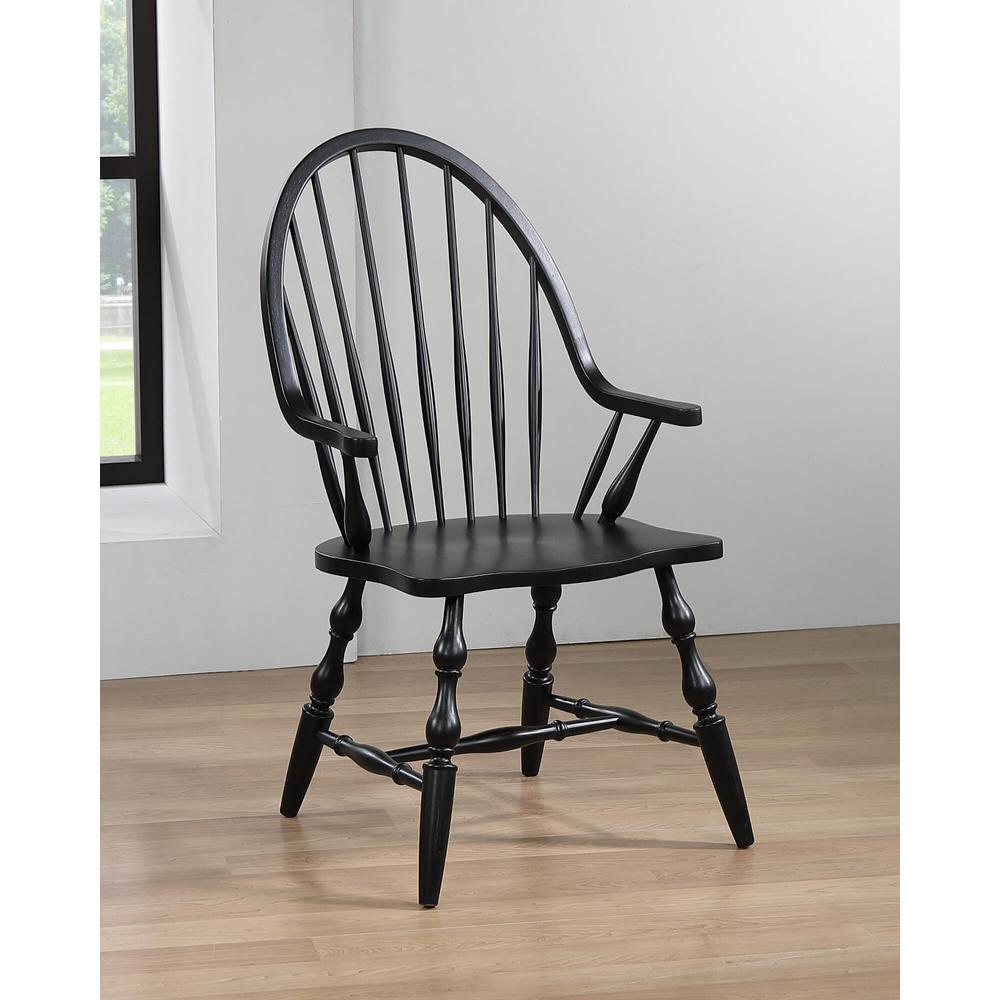 Black Cherry Selections Windsor Spindleback Dining Chair with Arms. Picture 4