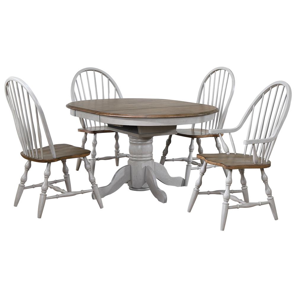 Country Grove 42" Round to 60" Oval Extendable Dining Table Set. Picture 7