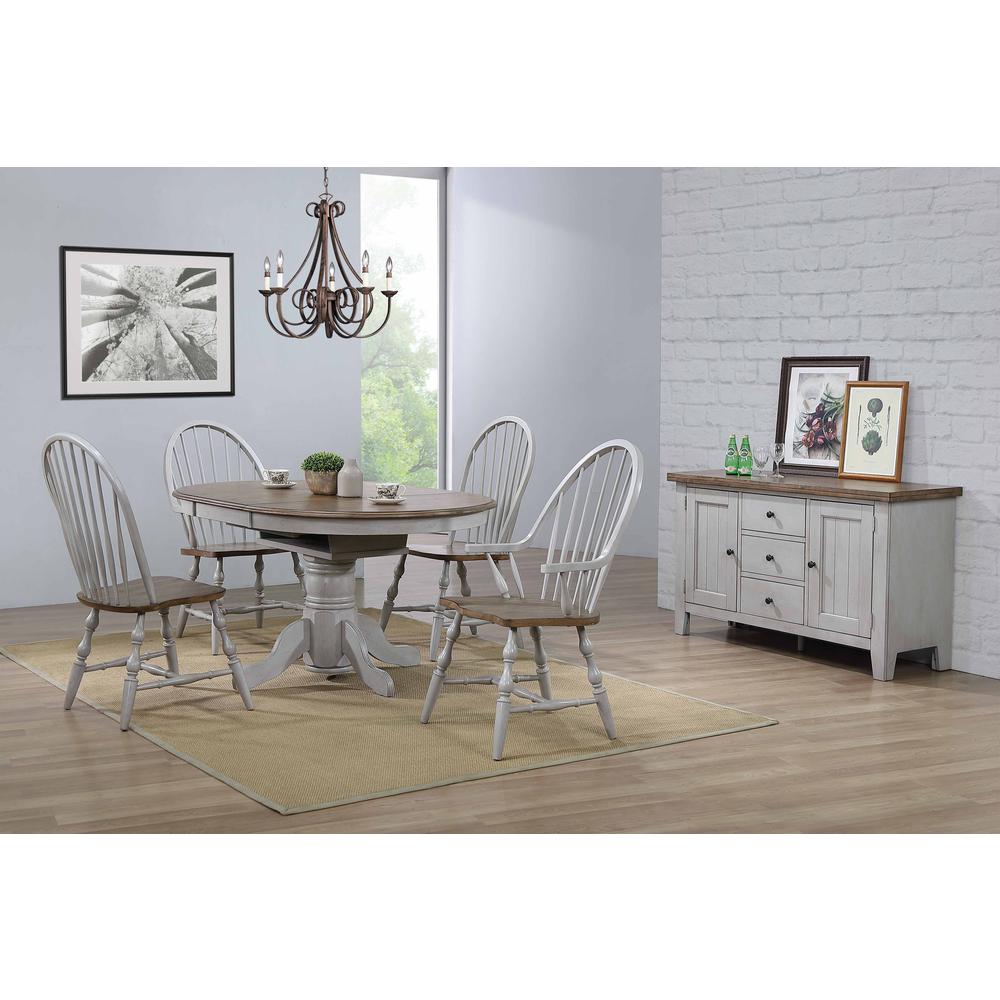 Country Grove 42" Round to 60" Oval Extendable Dining Table Set. Picture 6