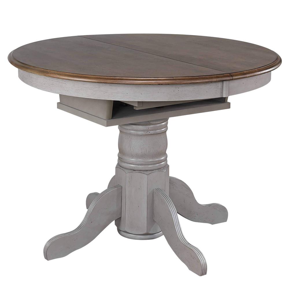 Country Grove 42" Round to 60" Oval Extendable Dining Table Set. Picture 3