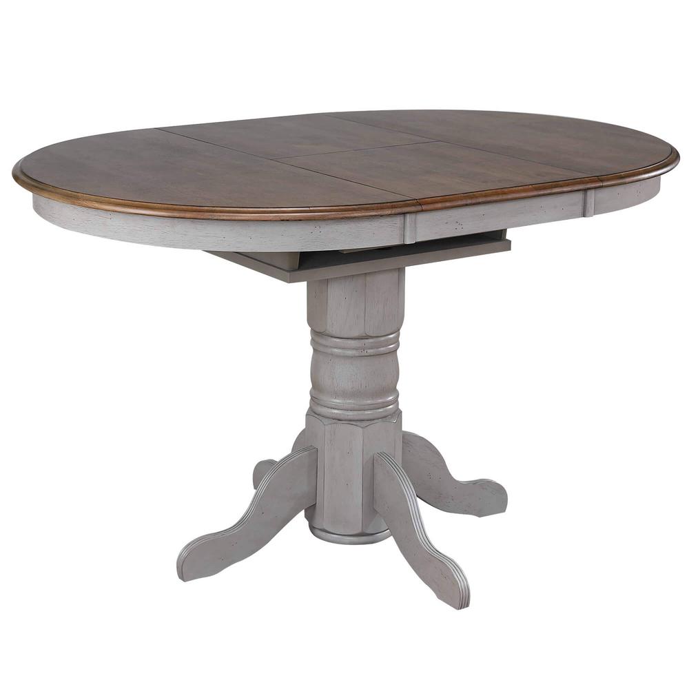 Country Grove 5 Piece 42" Round to 60" Oval Extendable Pub Table Set. Picture 2