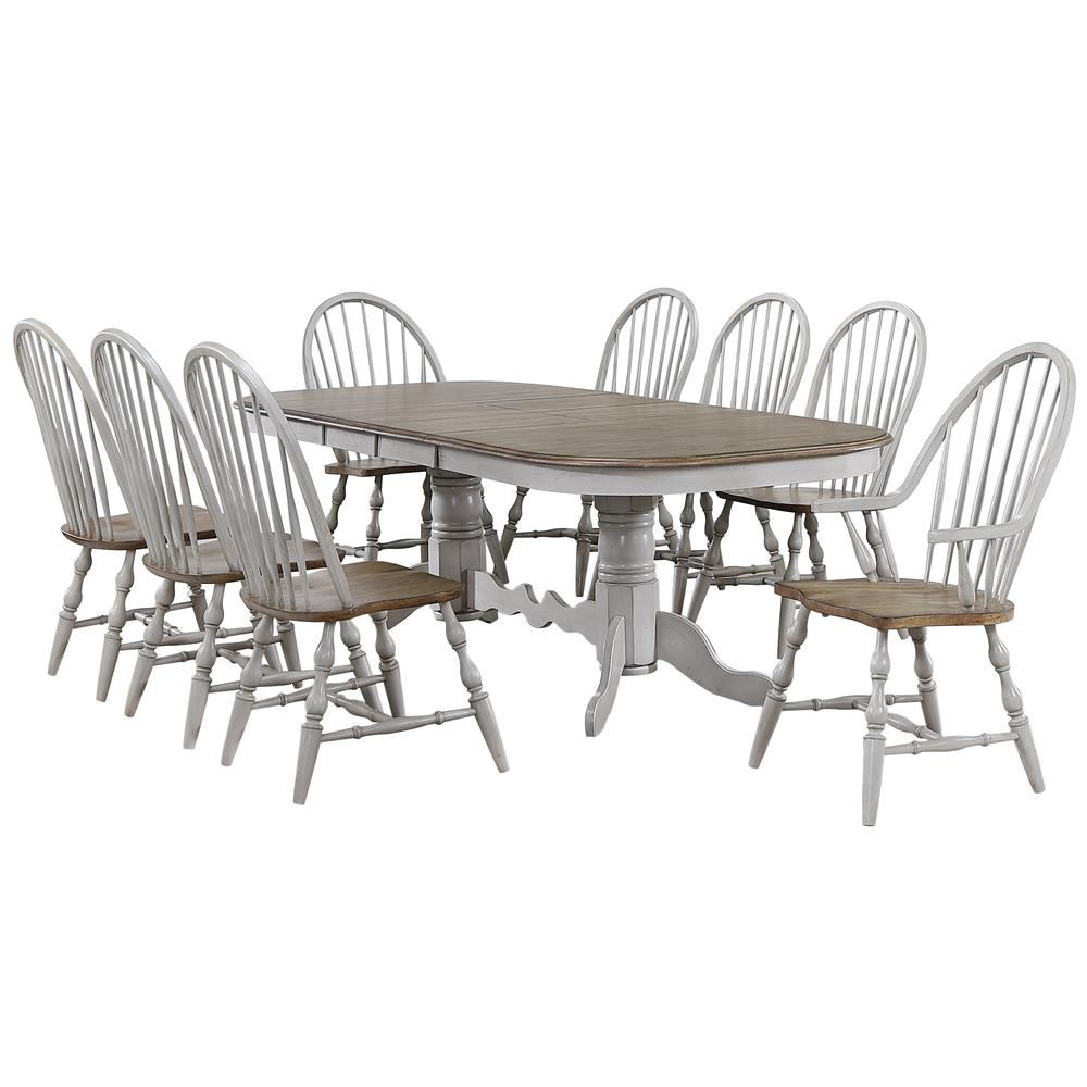 Country Grove 9 Piece 96" Oval Double Pedestal Extendable Dining Table Set. Picture 6