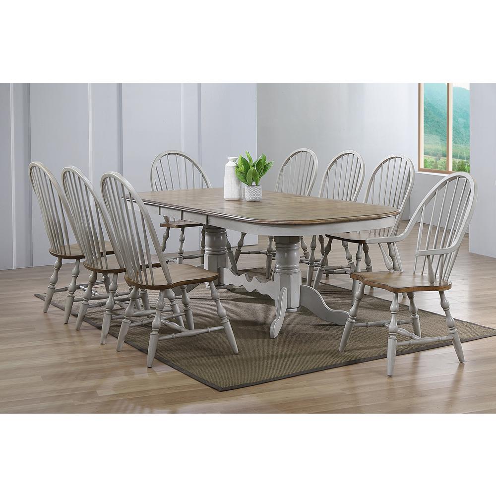 Country Grove 9 Piece 96" Oval Double Pedestal Extendable Dining Table Set. Picture 2
