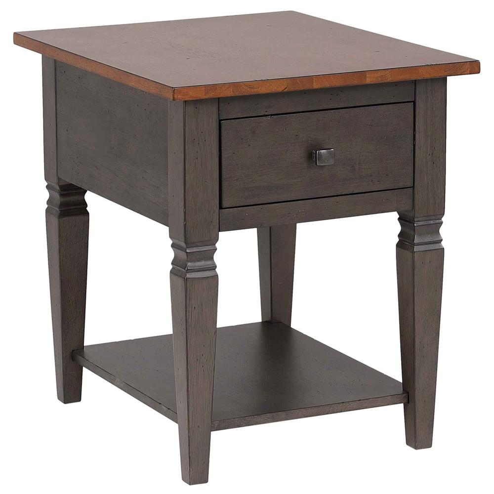 End Table | Distressed Brown and Ash Gray Solid Wood. Picture 8