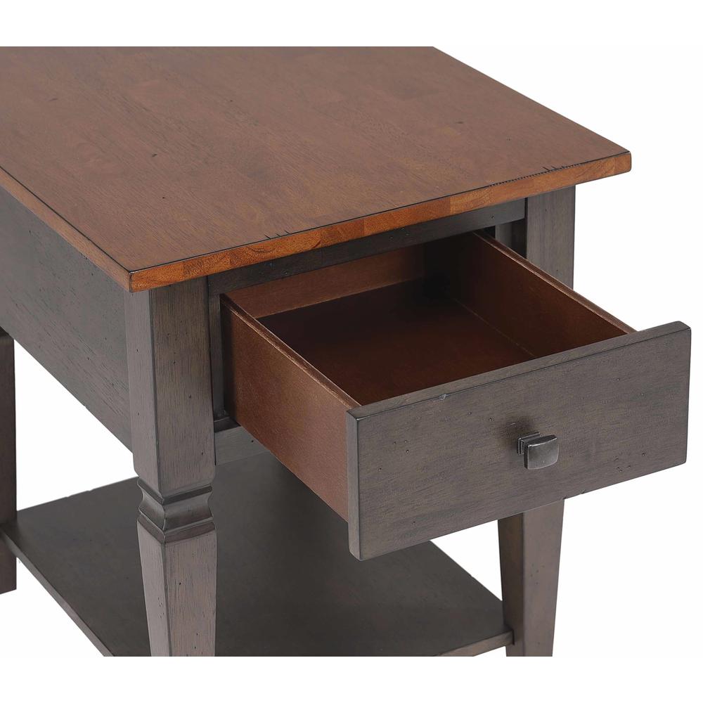 End Table | Distressed Brown and Ash Gray Solid Wood. Picture 4