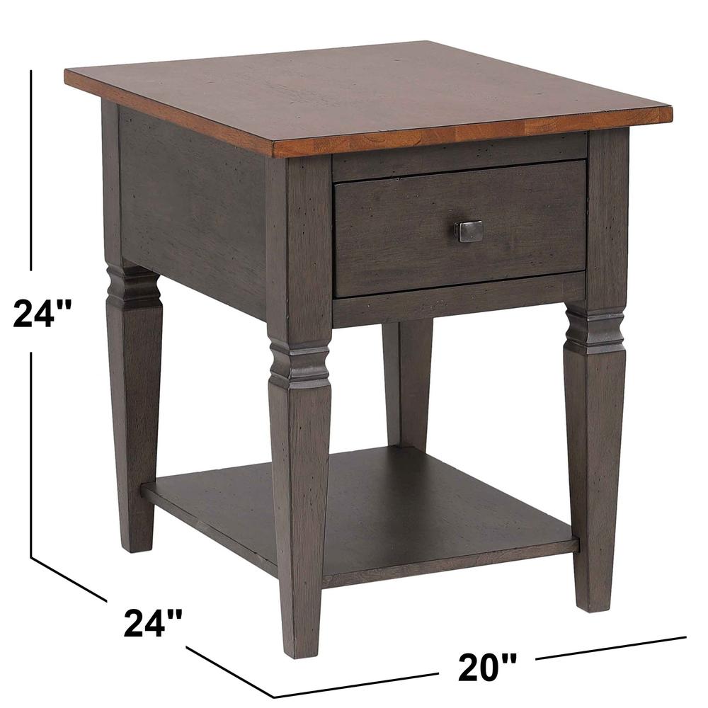 End Table | Distressed Brown and Ash Gray Solid Wood. Picture 7
