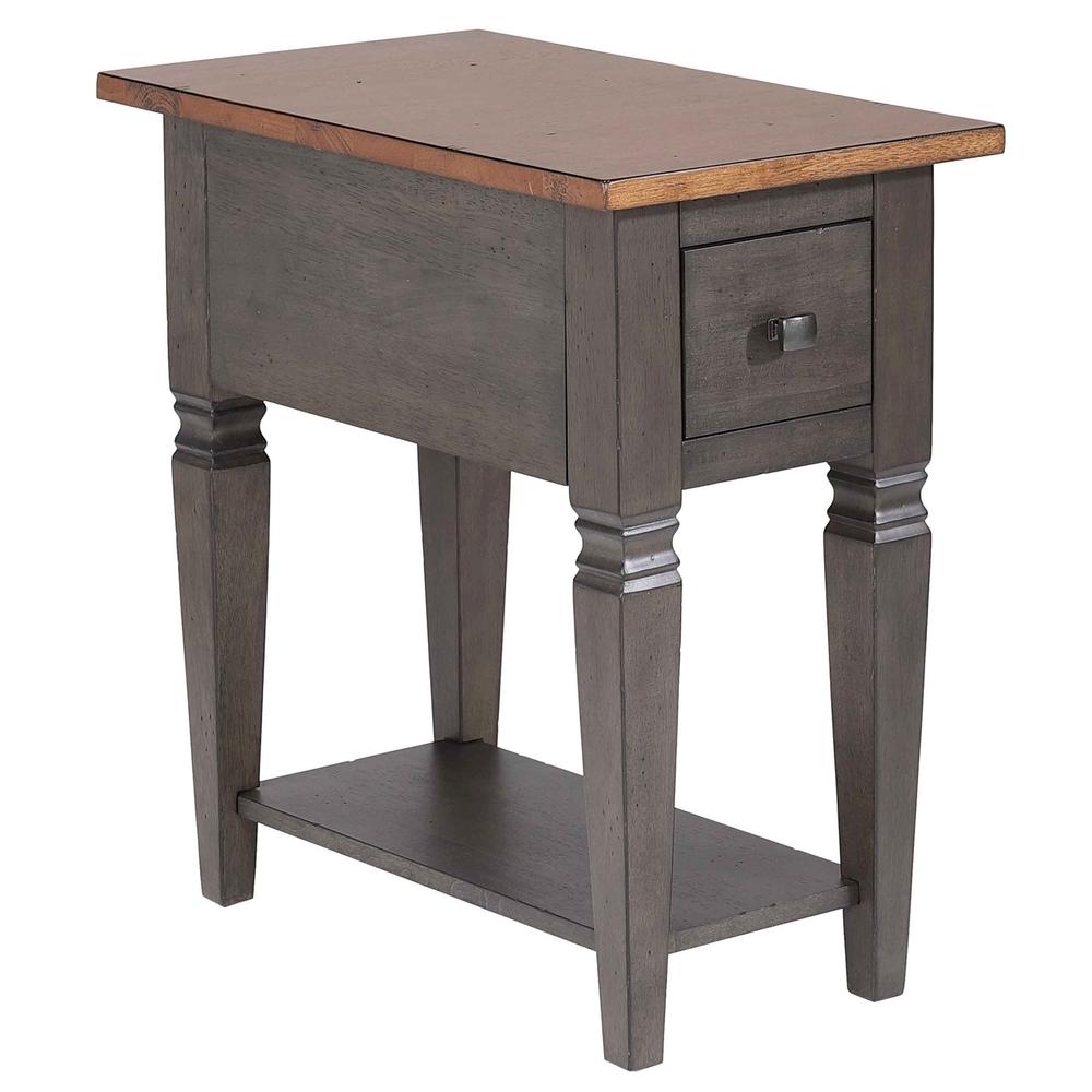 Lamp Table | Distressed Brown and Ash Gray Solid Wood. Picture 1