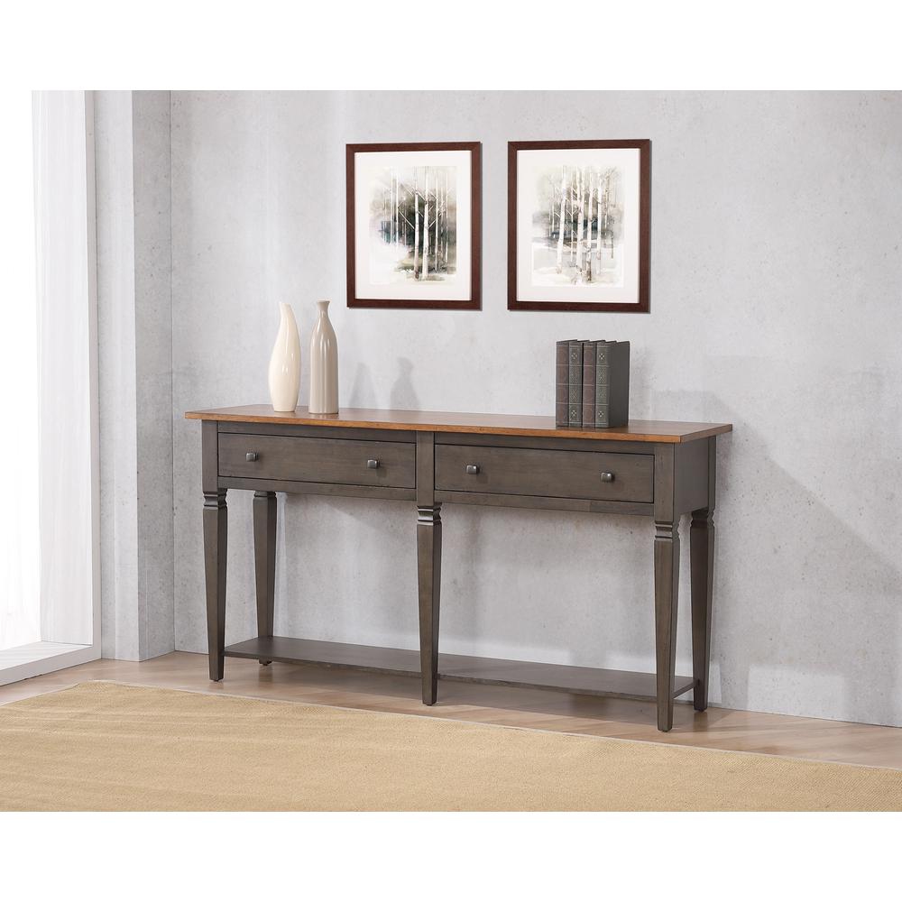 Sofa Table | Distressed Brown and Ash Gray Solid Wood. Picture 1