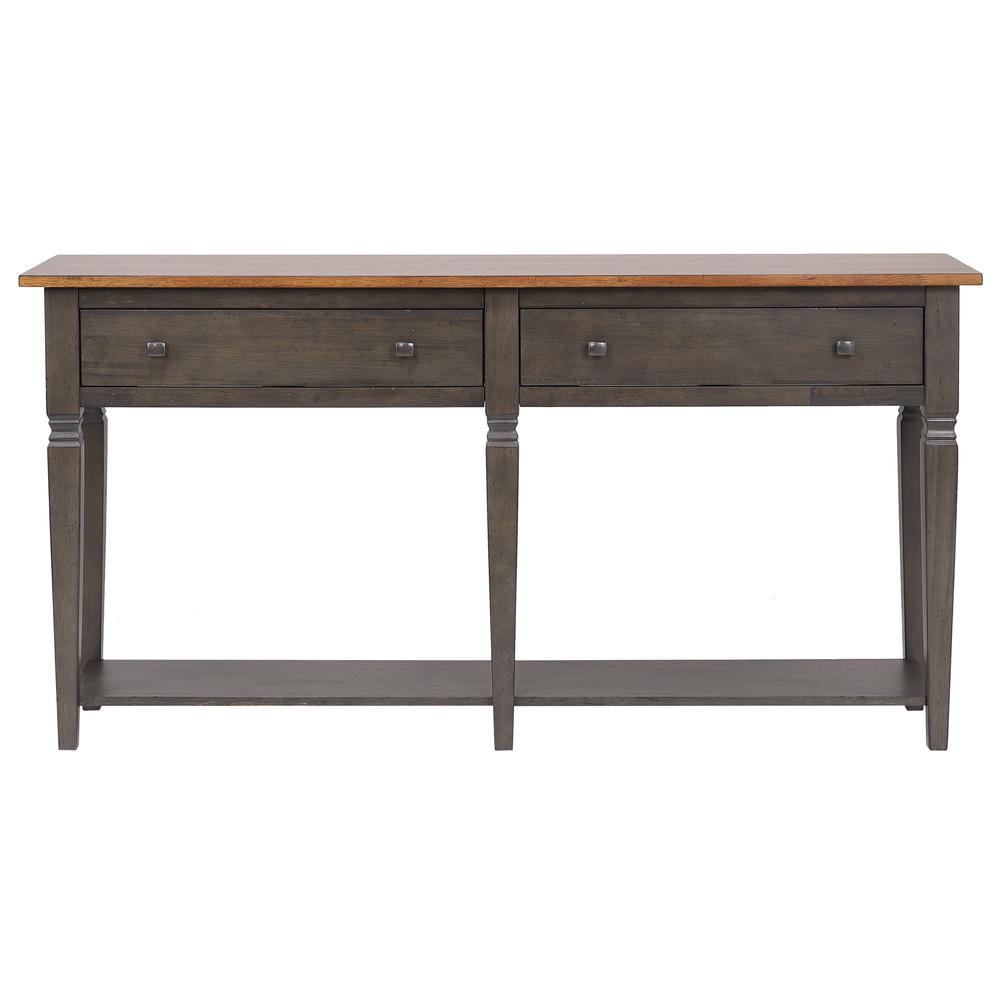 Sofa Table | Distressed Brown and Ash Gray Solid Wood. Picture 2