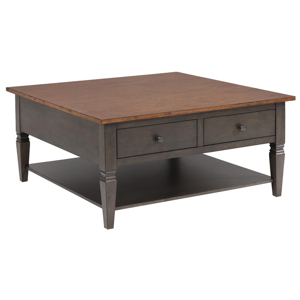 Square Coffee Table | Distressed Brown and Ash Gray Solid Wood. Picture 8