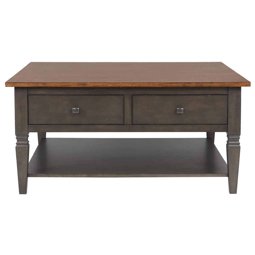 Square Coffee Table | Distressed Brown and Ash Gray Solid Wood. Picture 2