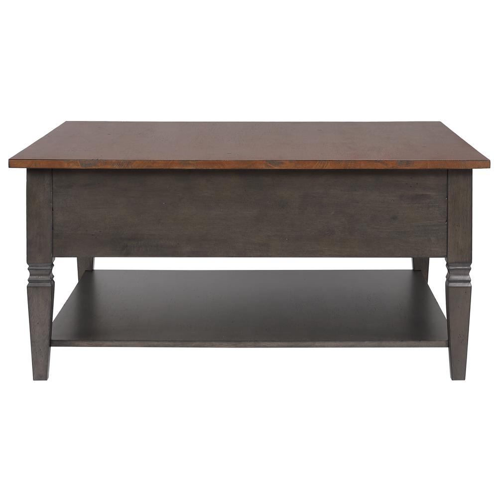 Square Coffee Table | Distressed Brown and Ash Gray Solid Wood. Picture 3