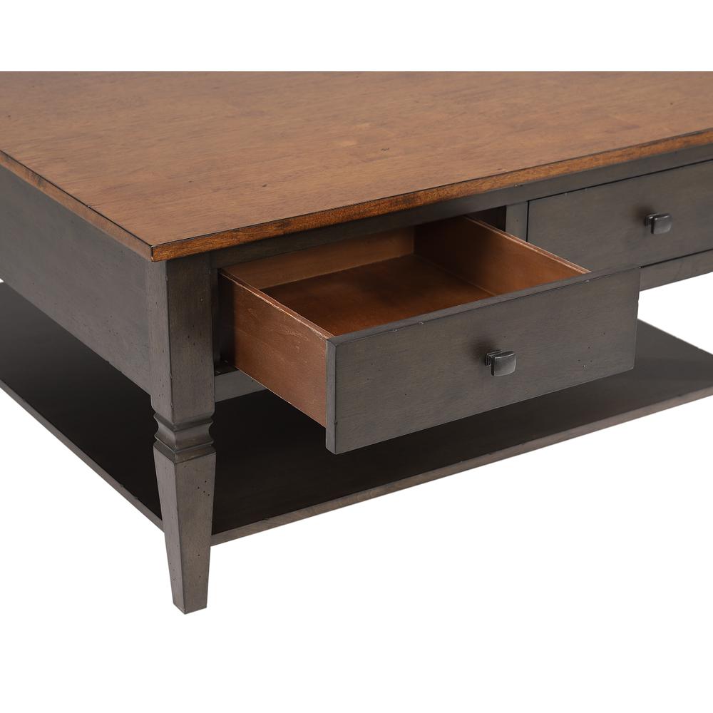 Square Coffee Table | Distressed Brown and Ash Gray Solid Wood. Picture 4