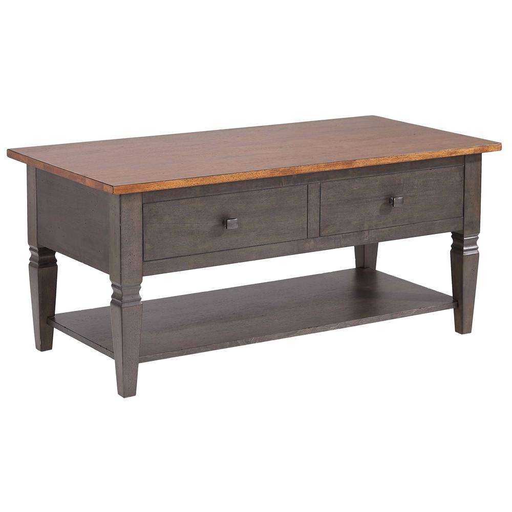 Rectangular Coffee Table | Distressed Brown and Ash Gray Solid Wood. Picture 8