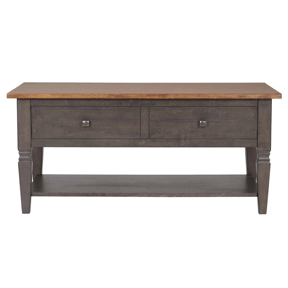 Rectangular Coffee Table | Distressed Brown and Ash Gray Solid Wood. Picture 2
