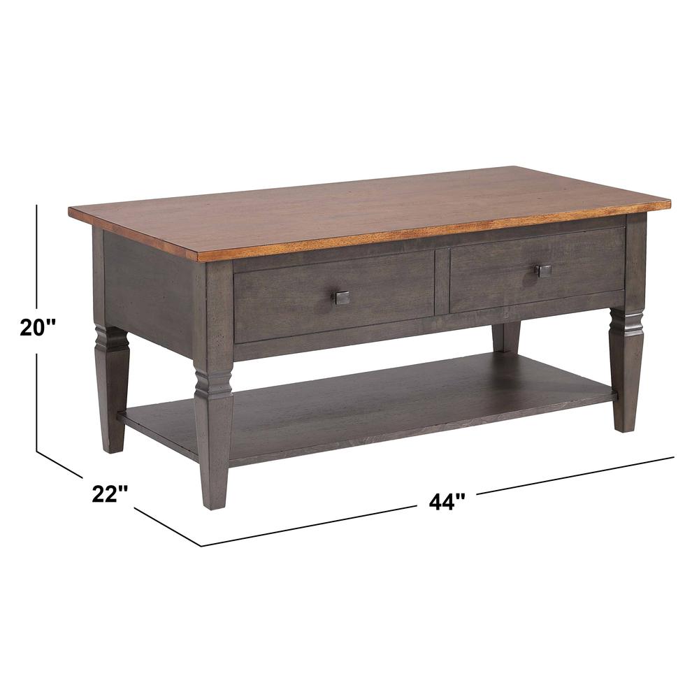 Rectangular Coffee Table | Distressed Brown and Ash Gray Solid Wood. Picture 7