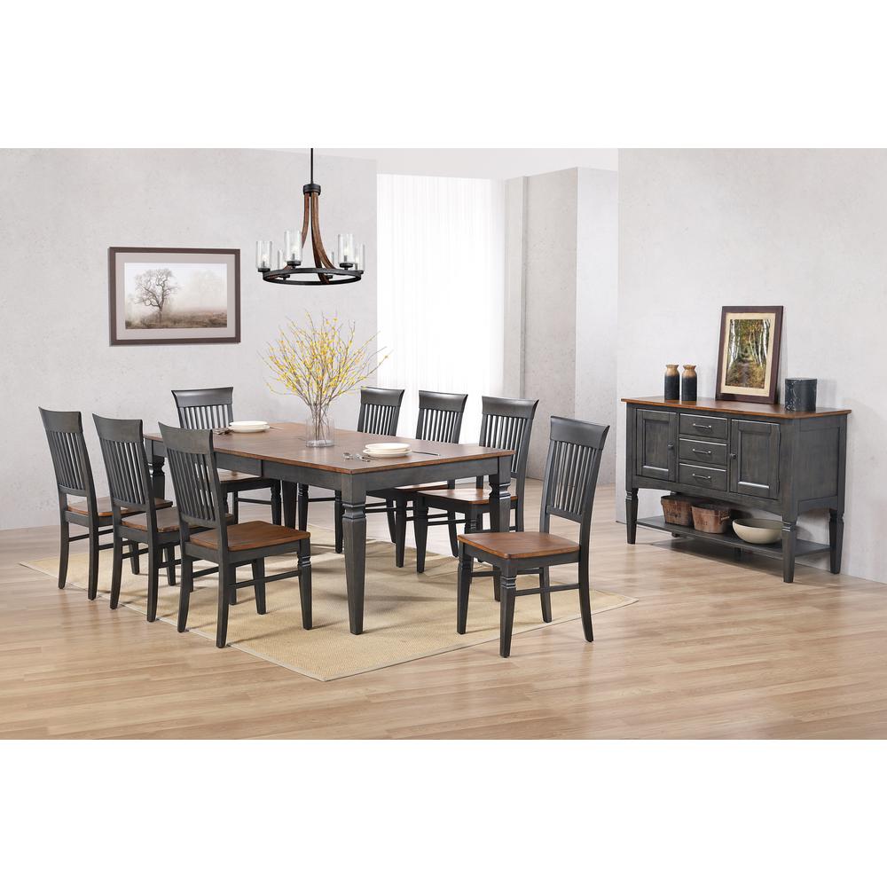 6 Piece 60-78" Expanding Dining Table Set with 8 Slat Back Chairs. Picture 6