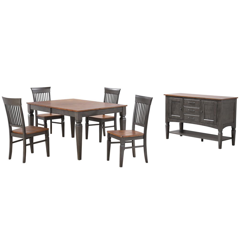 6 Piece Expanding 60-78" Dining Table Set with 4 Slat Back Chairs. Picture 11