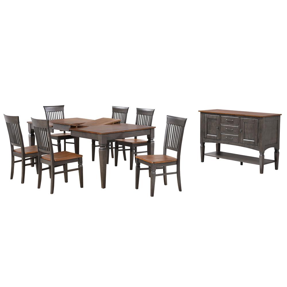 6 Piece 60-78" Expanding Dining Table Set with 6 Slat Back Chairs. Picture 11