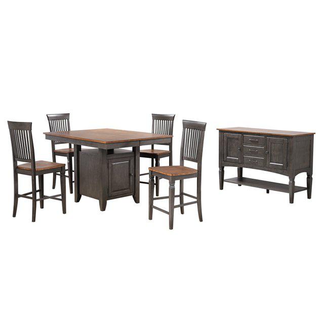 5 PC Counter Height Extendable 42-54" Pub Dining Table Set. Picture 4