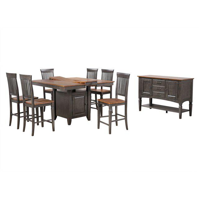 5 PC Counter Height Extendable 42-54" Pub Dining Table Set Built in Storage. Picture 4