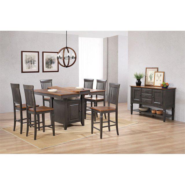 5 PC Counter Height Extendable 42-54" Pub Dining Table Set Built in Storage. Picture 1