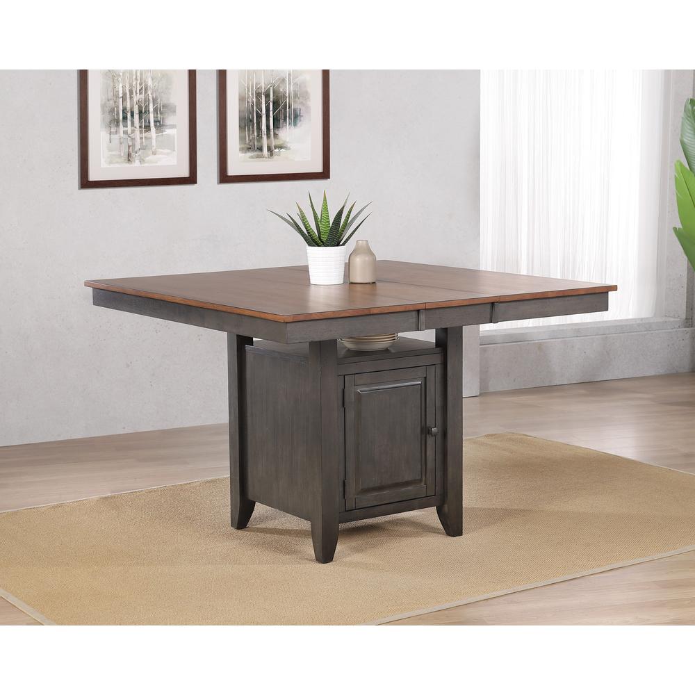 Expandable Butterfly Leaf Dining Table with Storage Cabinet, Shelf. Picture 1