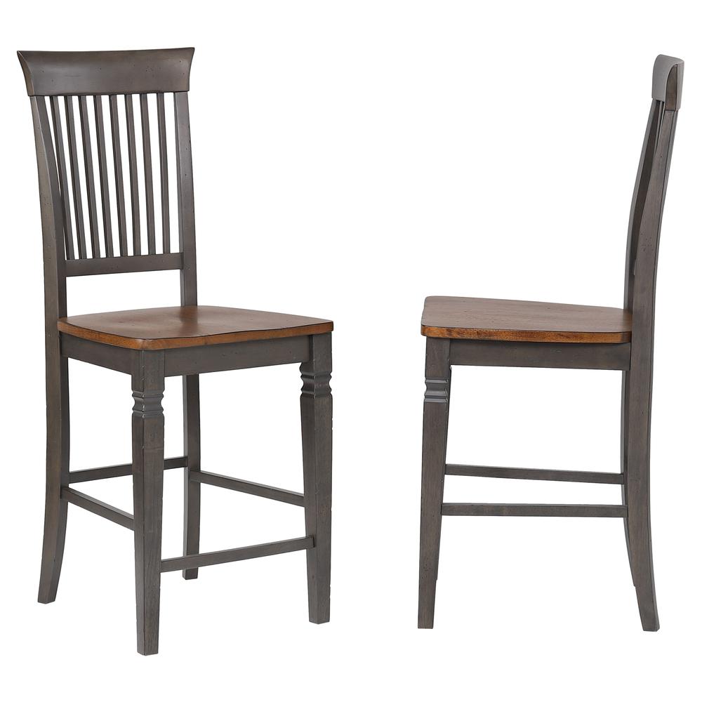 Slat Back Bartools | Set of 2 | 24" Counter Height Dining Chairs. Picture 6