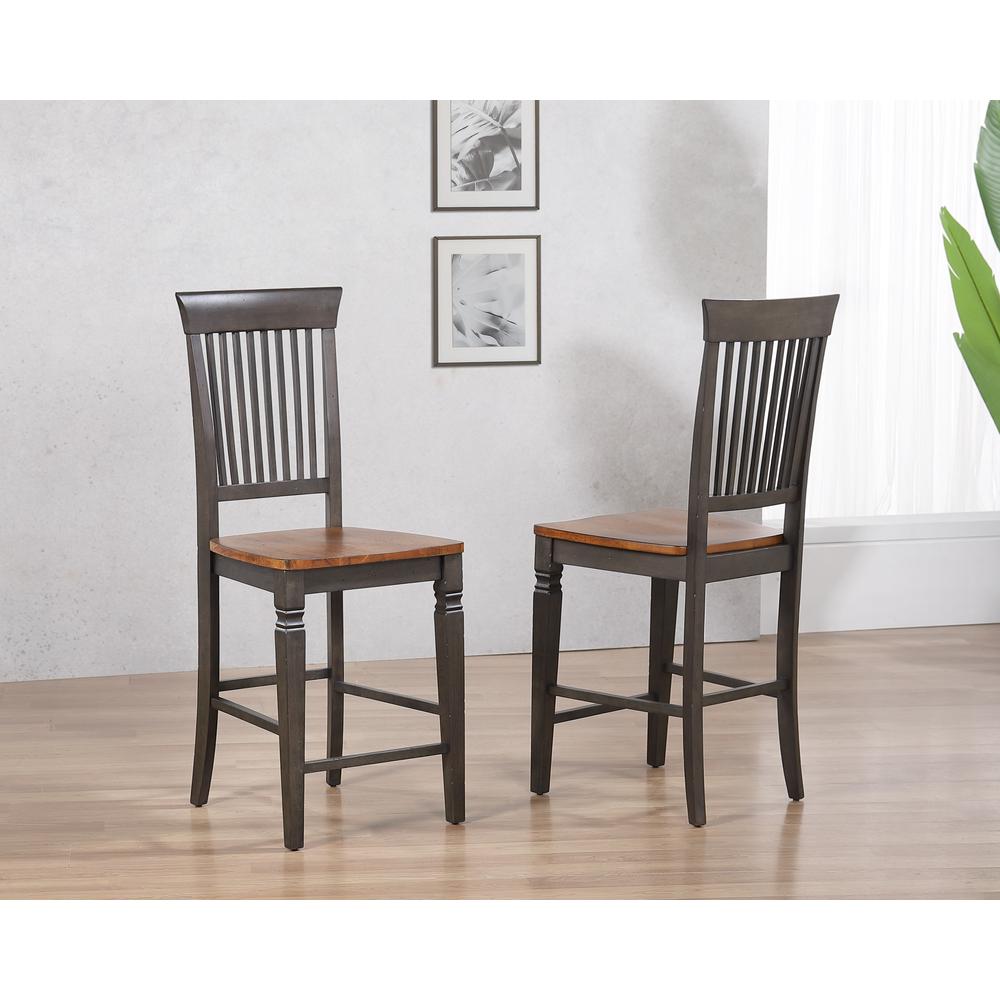 Slat Back Bartools | Set of 2 | 24" Counter Height Dining Chairs. Picture 2