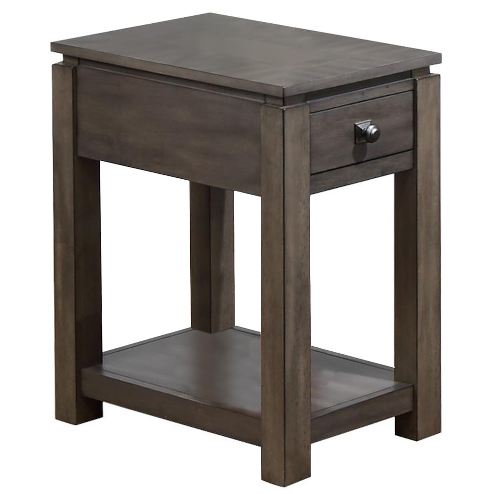 Shades of Gray Narrow End Table with Drawer and Shelf. Picture 4