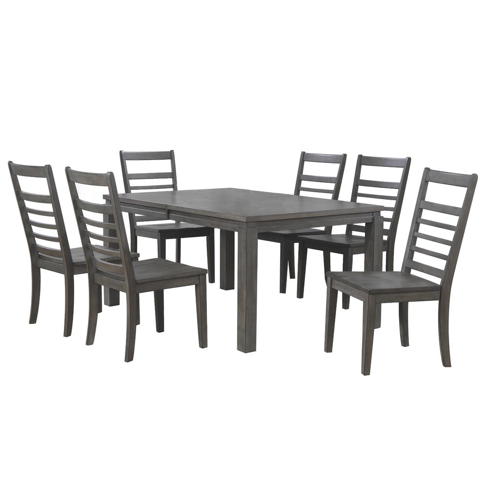 Shades of Gray 7 Piece 82" Rectangular Extendable Dining Set. Picture 4