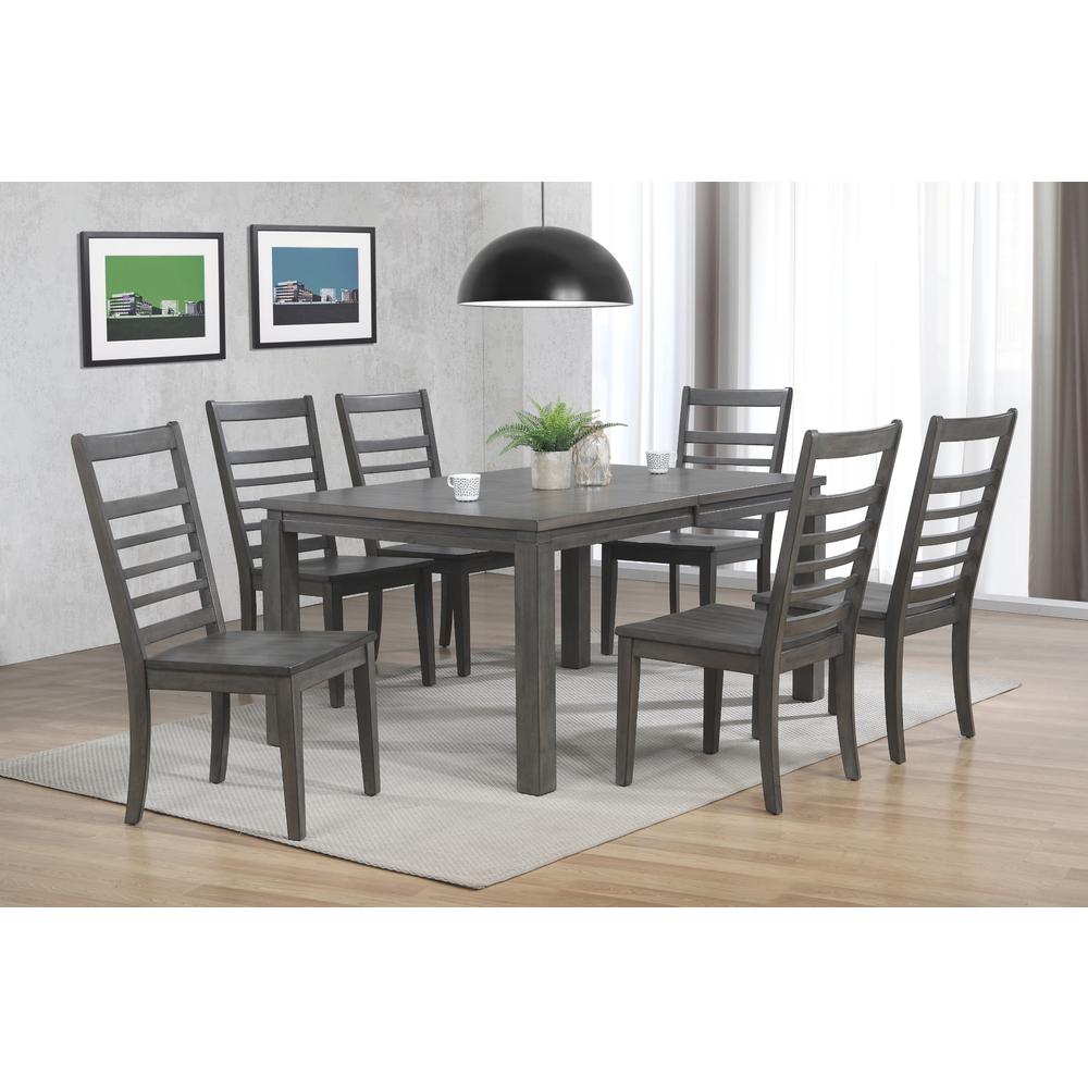 Shades of Gray 7 Piece 82" Rectangular Extendable Dining Set. Picture 2