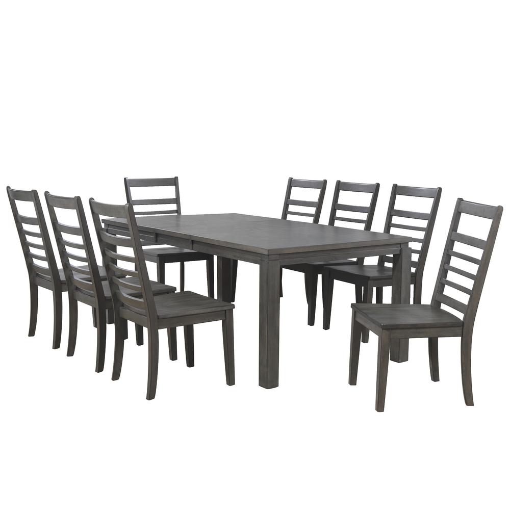 Shades of Gray 9 Piece 82" Rectangular Extendable Dining Set. Picture 5