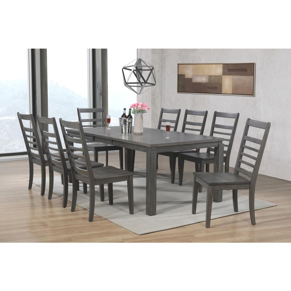 Shades of Gray 9 Piece 82" Rectangular Extendable Dining Set. Picture 6