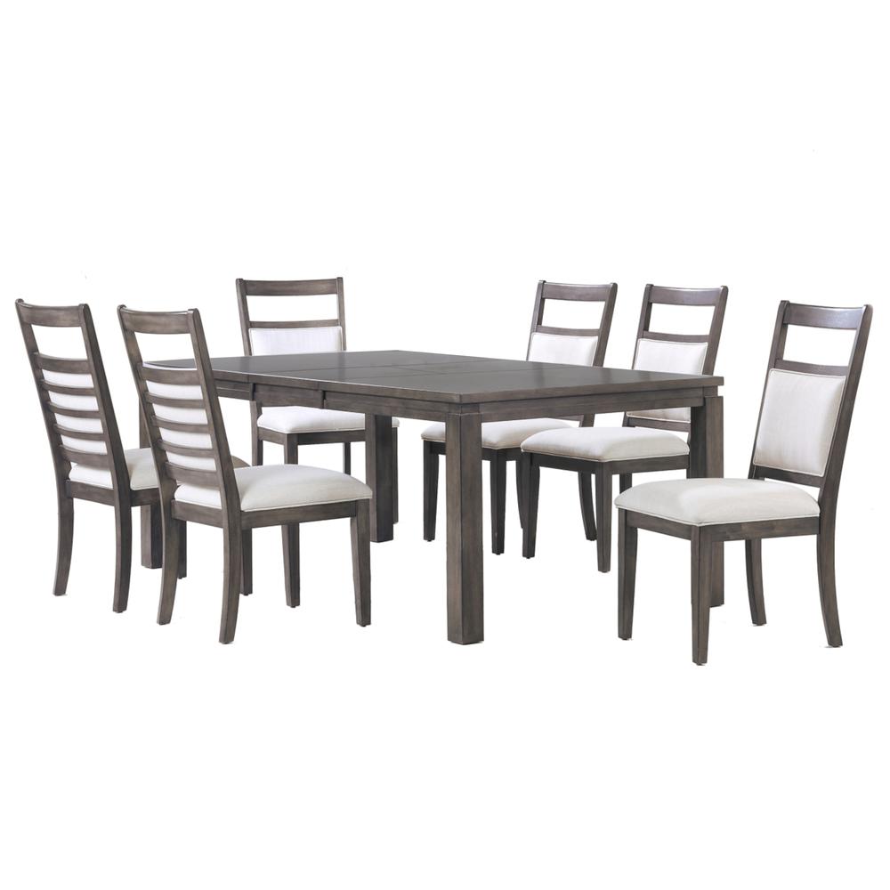 Shades of Gray 7 Piece 82" Rectangular Extendable Dining Set. Picture 5